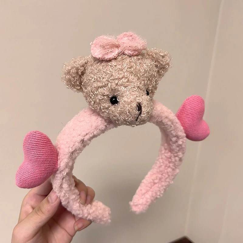 非金属布艺发饰 超可爱小熊发箍立体卡通毛绒玩偶头箍少女心洗脸