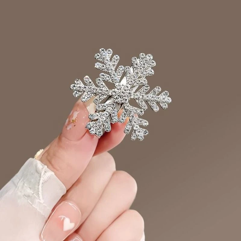 满钻雪花发夹女小众设计刘海夹子侧边夹网红发卡圣诞发饰创意头饰