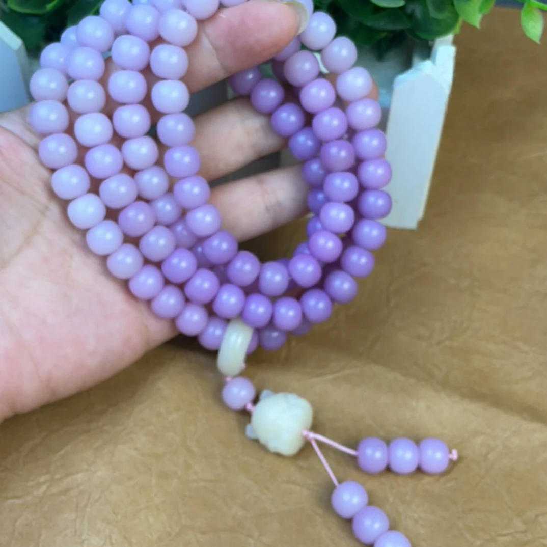 紫罗兰毛衣链款式，老料渐变菩提根，送盘玩袋