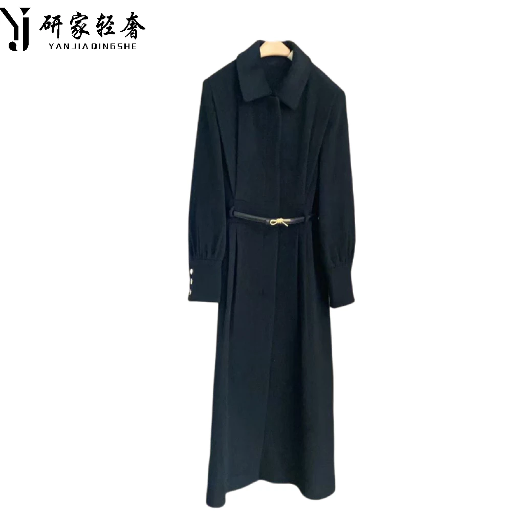 5556【中古经典】研家轻奢高定款正肩收腰显瘦超气质50洋绒长大衣