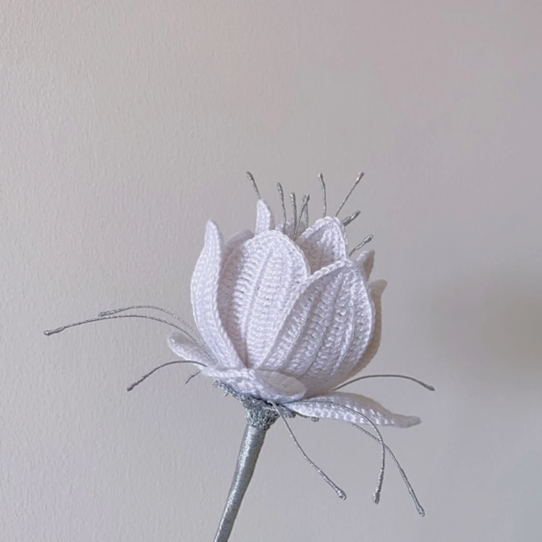 雪寒微 纯手工毛线花可定制