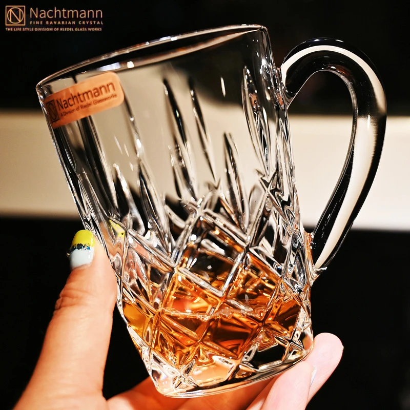 徳国原装进口水晶玻璃热水杯茶杯带把啤酒杯扎啤杯家用牛奶无铅