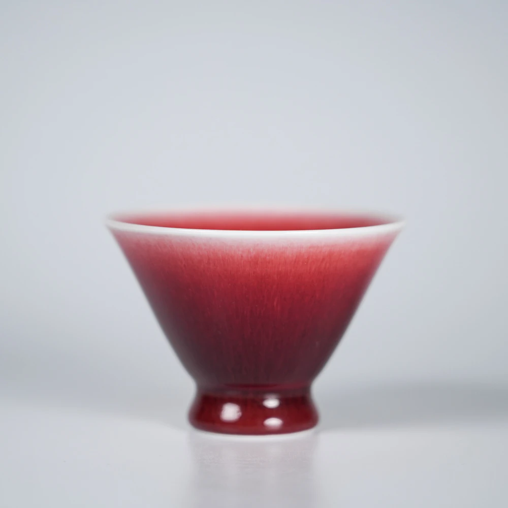品艺轩景德镇手工茶具原矿郎红主人杯高斗笠杯