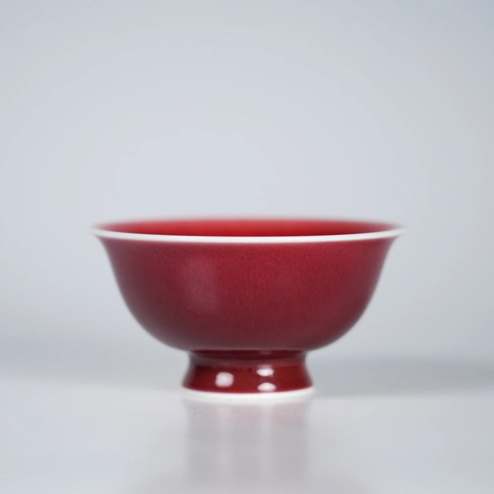品艺轩景德镇手工茶具原矿郎红主人杯小高足杯
