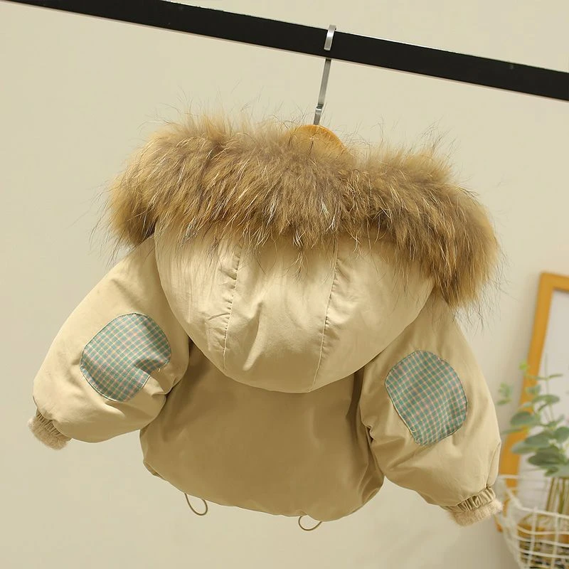 童装棉服男女童冬季两面穿保暖外套宝宝真毛领洋气衣服潮