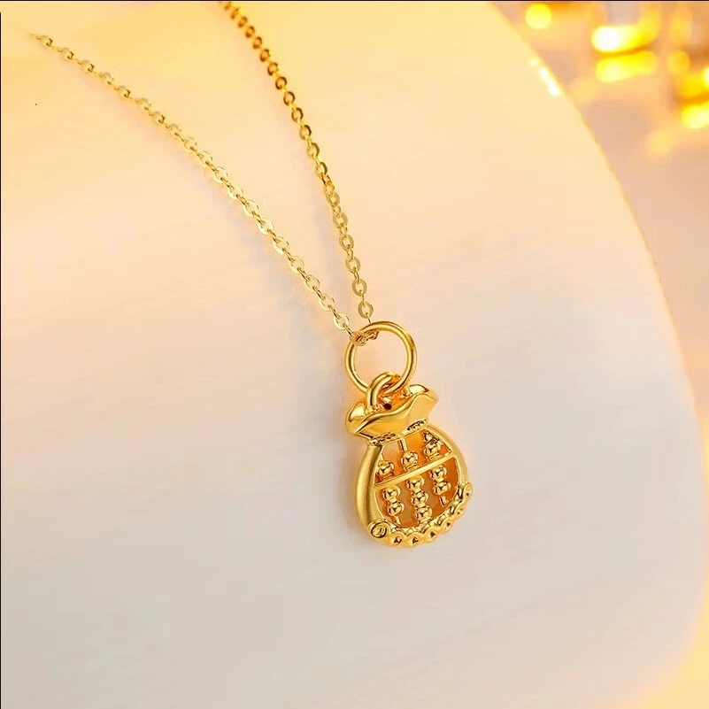 【老庙专卖店】老庙黄金999足金时尚福袋算盘双面镂空挂坠*淼淼