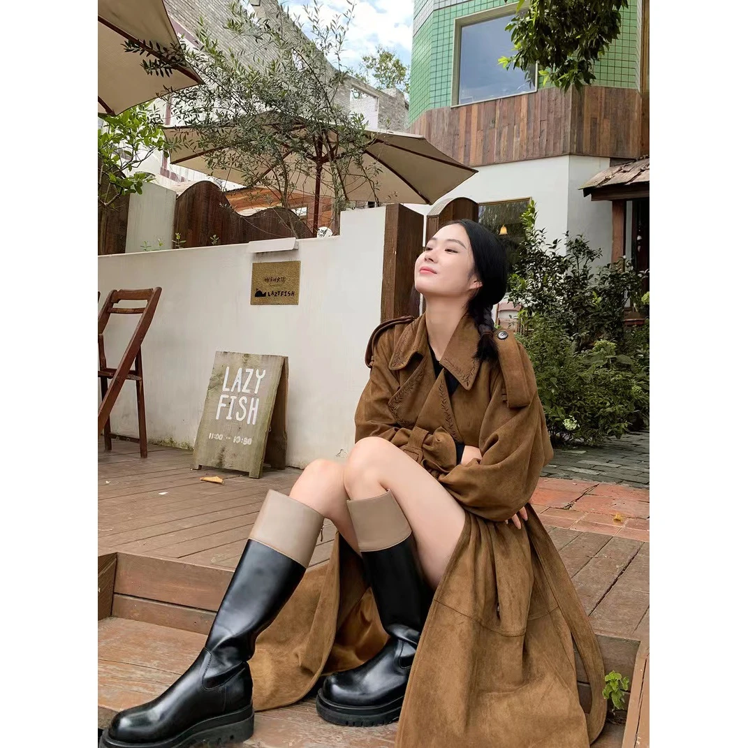 美拉德【刺绣】重工大衣秋冬小个子咖色风衣中长款气质宽松毛呢外套