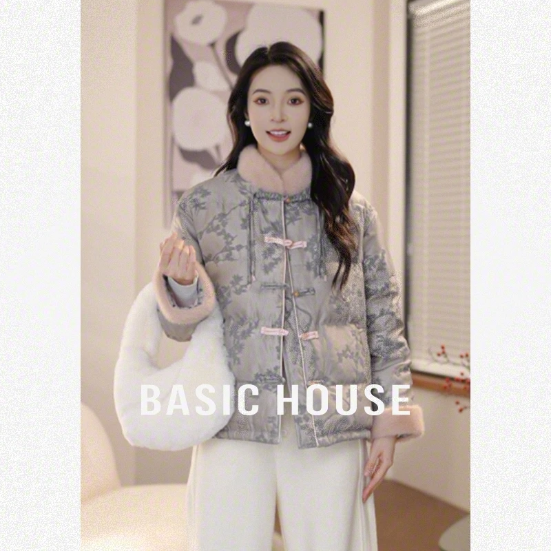 Basic House/百家好国风新中式羽绒服{粉痕}B1194B5B212