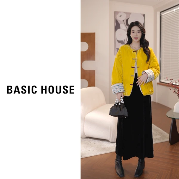Basic House/百家好新中式两面穿丝绒羽绒服B1194B5A932
