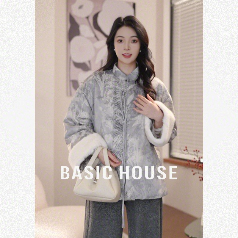 Basic House/百家好国风复古重工压花轻奢羽绒服B1194B59942
