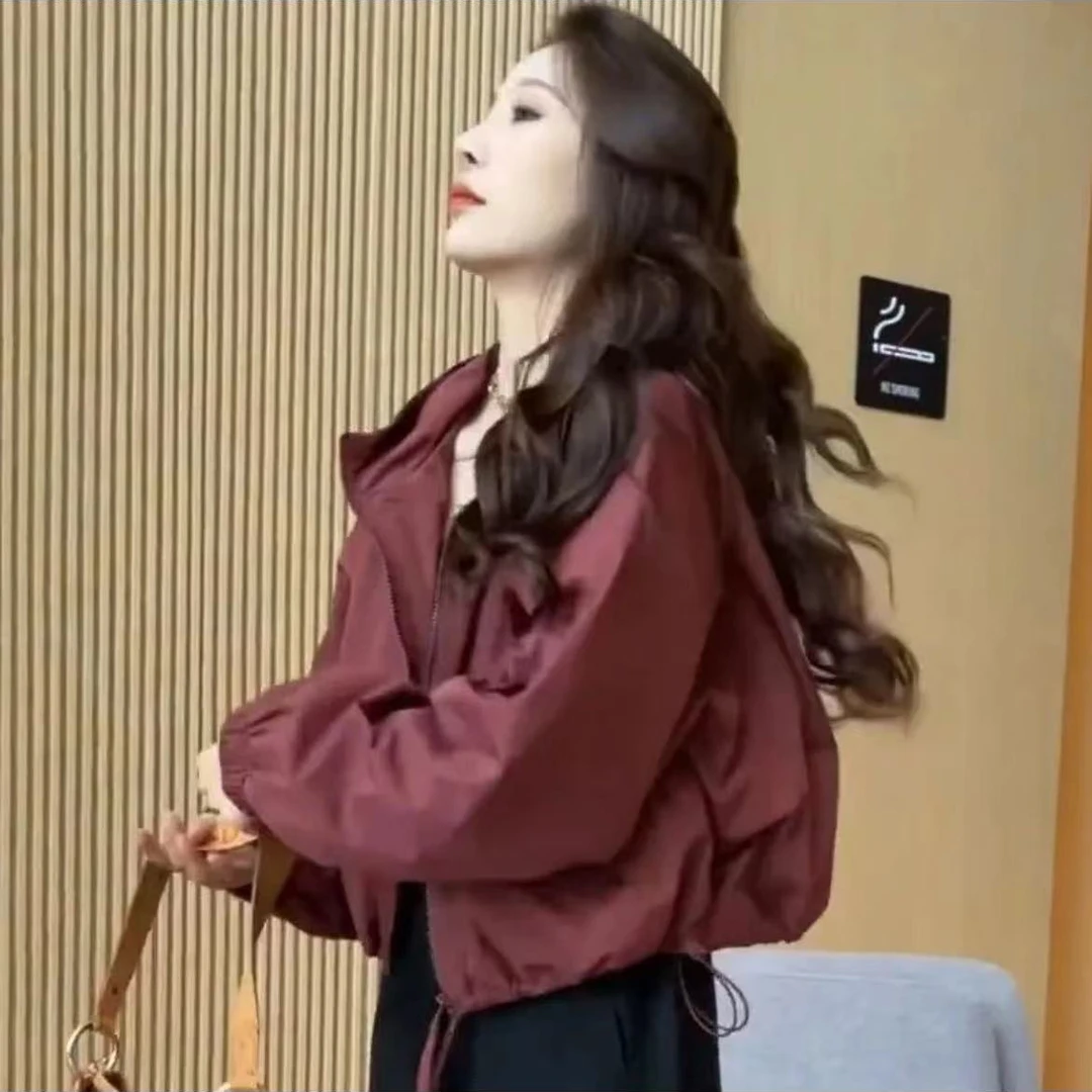 连帽冲锋衣短款2024春秋新款小个子休闲爆款高级感夹克外套上衣