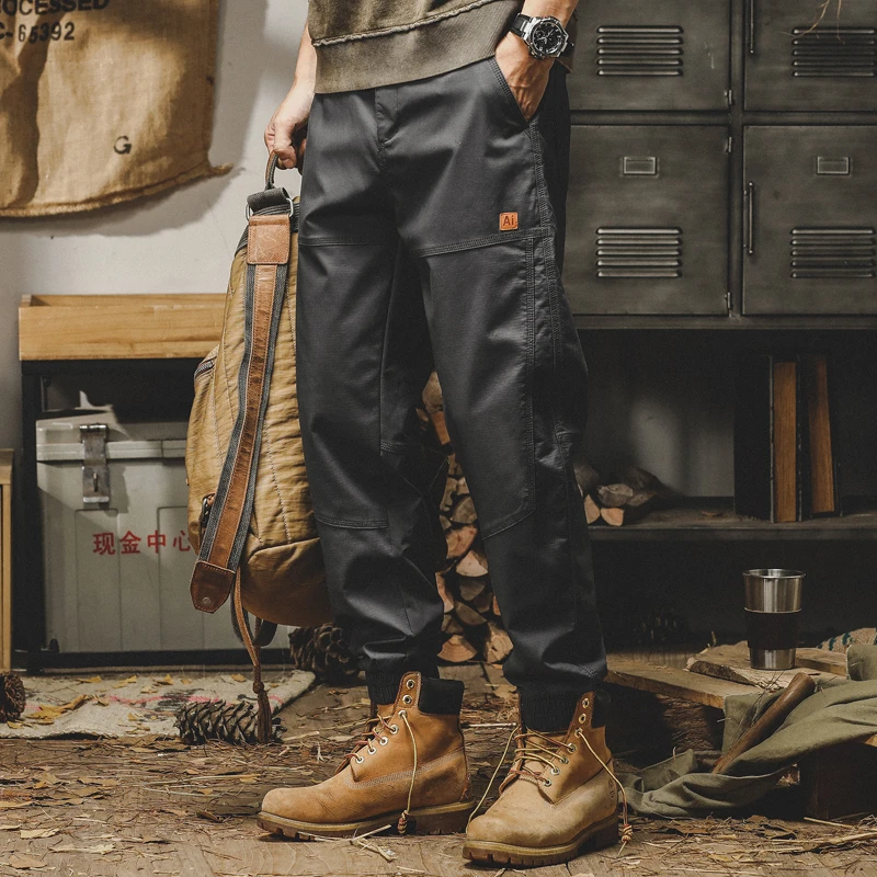 美式重磅工装裤男宽松潮牌束脚男士休闲裤百搭裤子男秋冬款哈伦裤