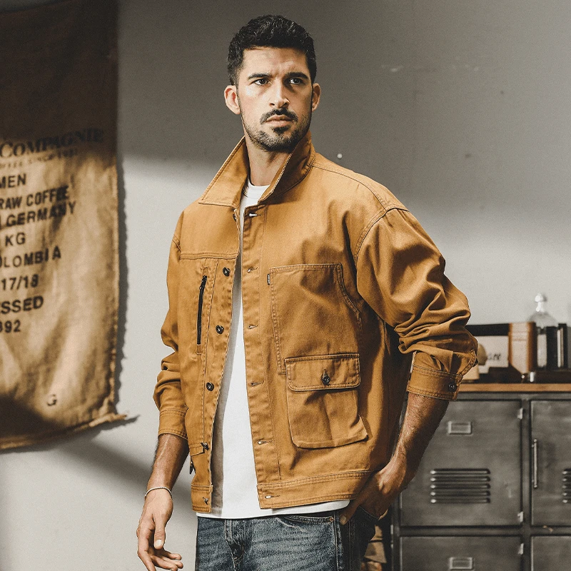 美式重磅复古休闲猎装外套男秋冬粗犷户外硬挺厚工装夹克外套上衣