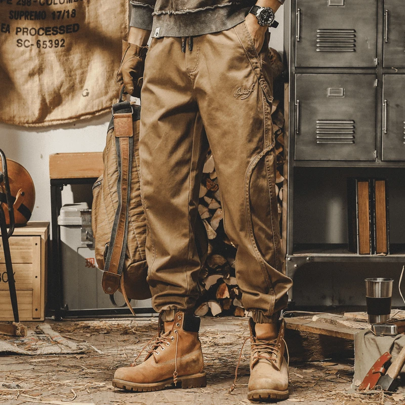 美式重磅复古工装裤男秋冬2025年新款潮牌宽松直筒束脚休闲裤男裤