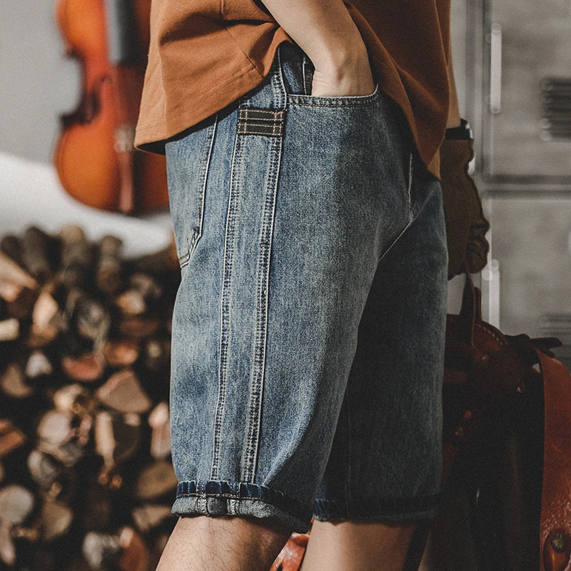 工装短裤男夏季2025年新款宽松直筒牛仔裤男潮牌做旧五分裤男