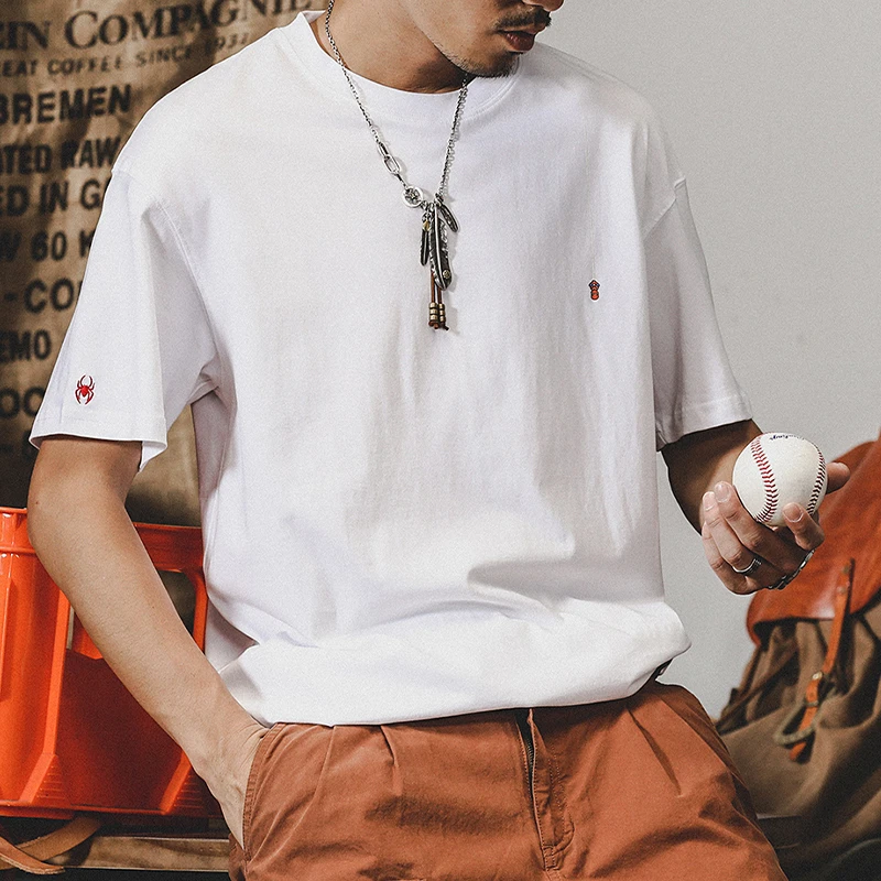 夏季潮牌白色T恤男短袖宽松纯棉男士内搭打底衫ins潮半袖体恤上衣
