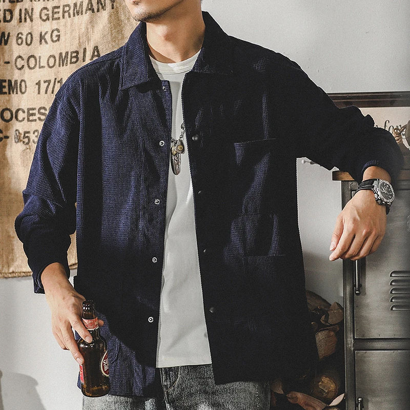 范诺思美式重磅复古千鸟格长袖衬衫男秋季2025年秋季新款衬衣外套