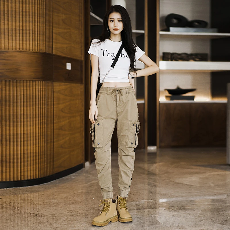 美式重磅复古休闲裤男女同款秋季休闲宽松直筒束脚户外潮牌长裤子