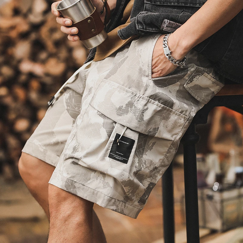 薄款户外工装短裤男2025新款潮牌迷彩休闲短裤男士宽松五分裤