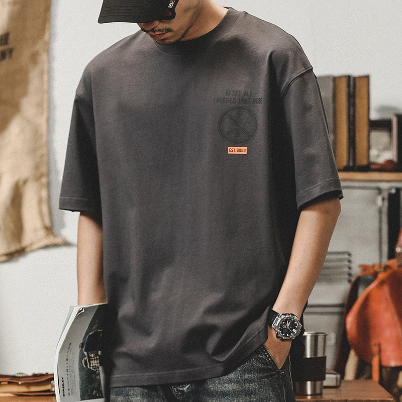 范诺思重磅T恤男短袖t潮牌夏季纯棉印花体恤双纱半袖男装上衣