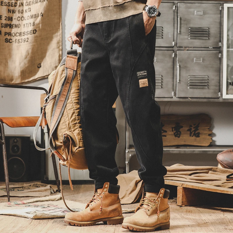 黑色工装裤子男2025年秋冬新款宽松直筒牛仔裤男潮牌锥直筒裤
