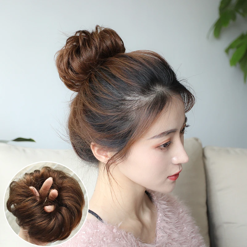 仿真发假发圈懒人头花蓬松自然花苞头饰新娘造型卷发圈盘发丸子头