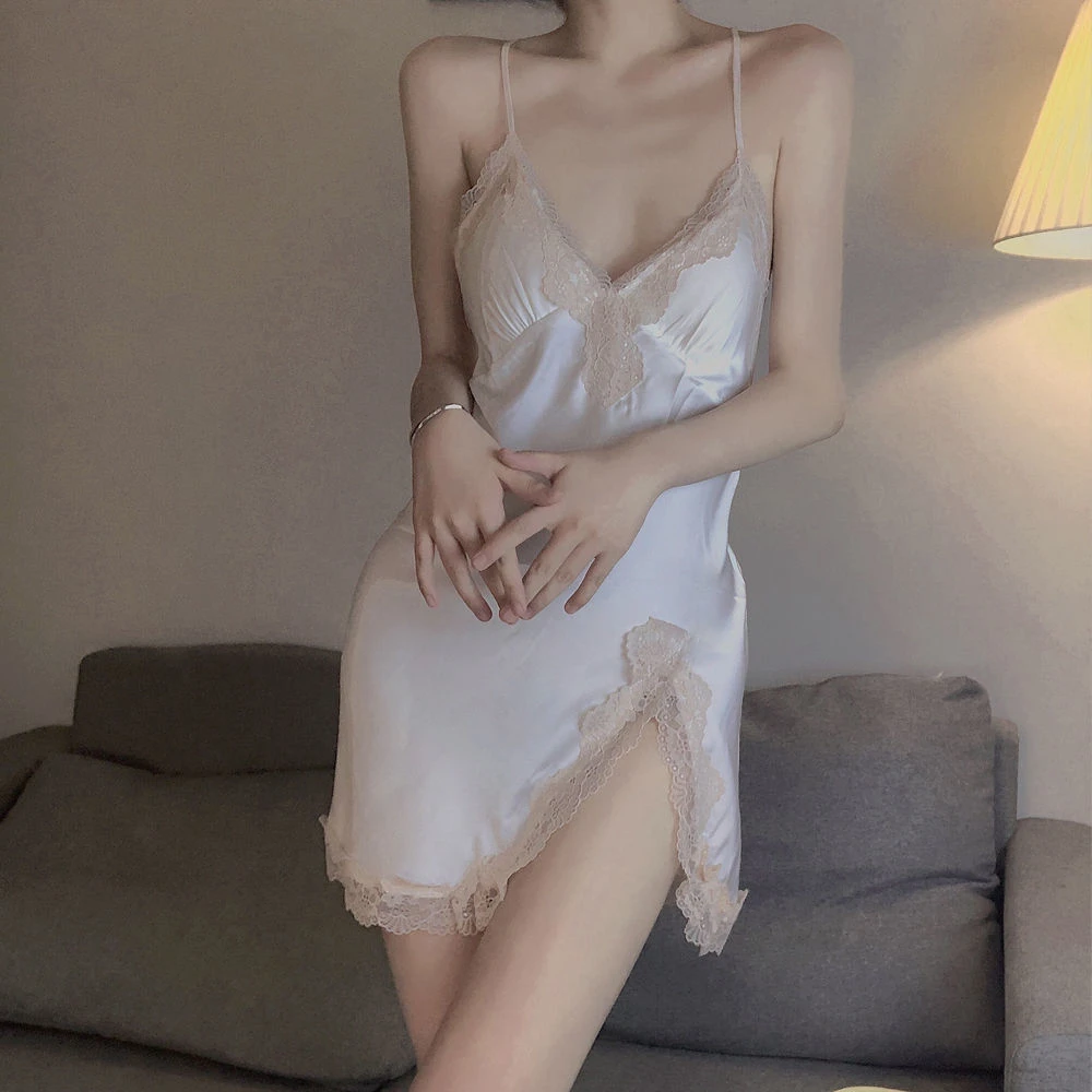 靡情夏天白色性感宫廷纯欲风薄款露背网红女士春夏睡裙