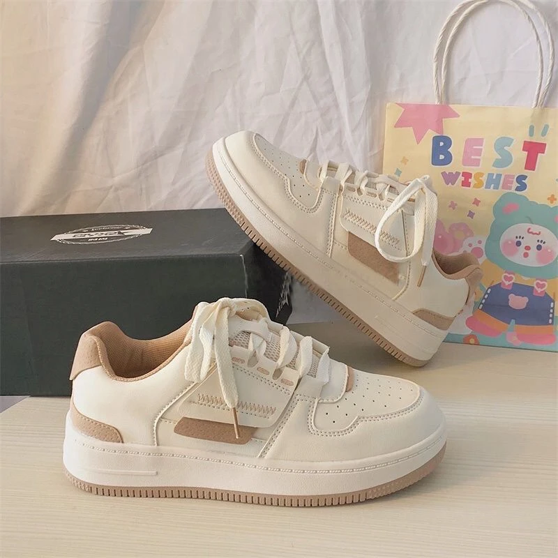 女鞋2023年春季新款女士经典百搭舒适小白鞋学生系带休闲板鞋