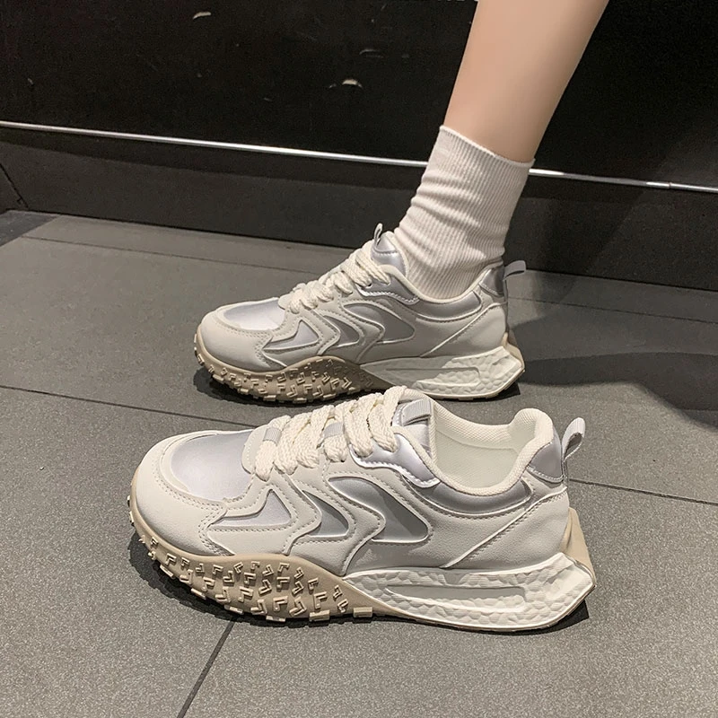 韩版超火德训小白鞋女2024年秋季新款百搭chic阿甘鞋厚底老爹鞋潮