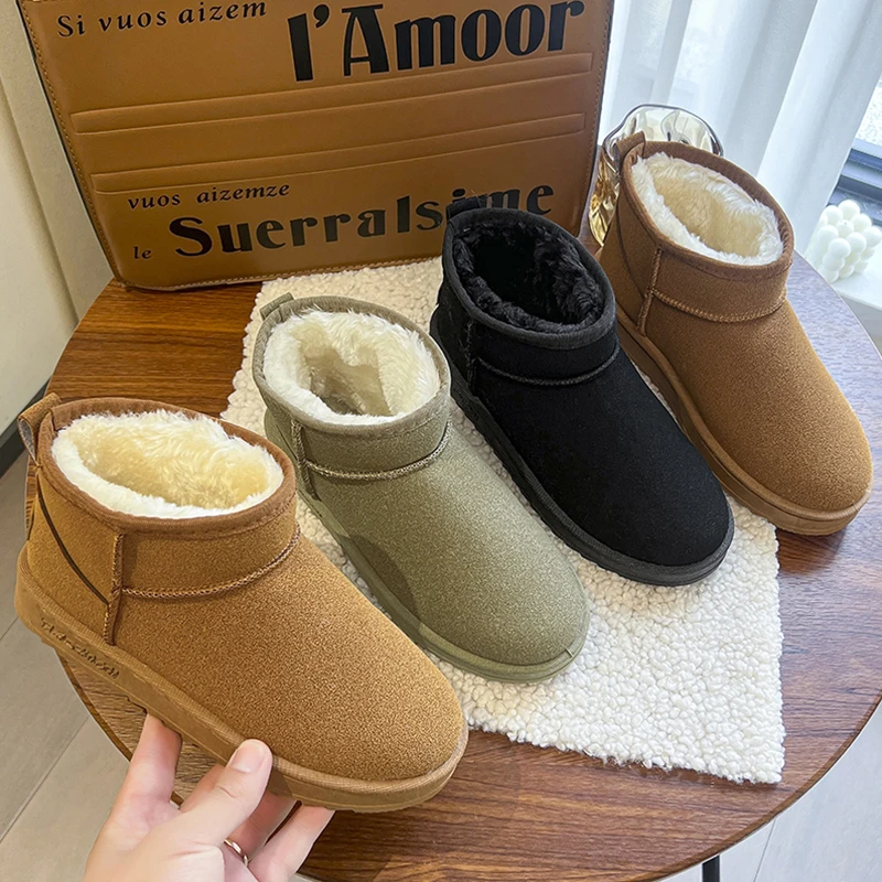 雪地靴女短筒2023新款冬季雪地棉鞋加绒加厚面包鞋防滑保暖女靴子