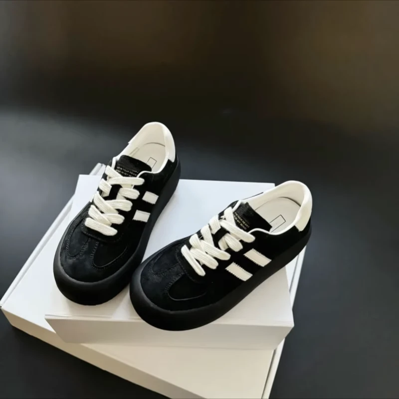 德训面包鞋女2024新款软底板鞋学院舒适百搭复古风女鞋厚底运动鞋