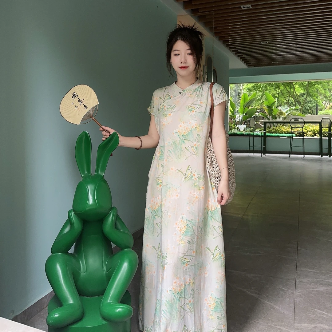 【现货合集】国风棉绸连衣裙女春夏人造棉甜美中长款法式女装连衣裙