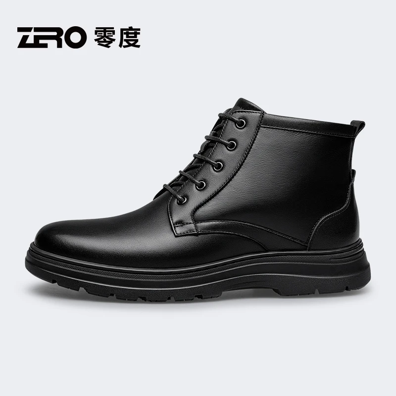 ZRO零度【冬季必备】男士时尚舒适加绒真皮保暖休闲高帮户外靴9172