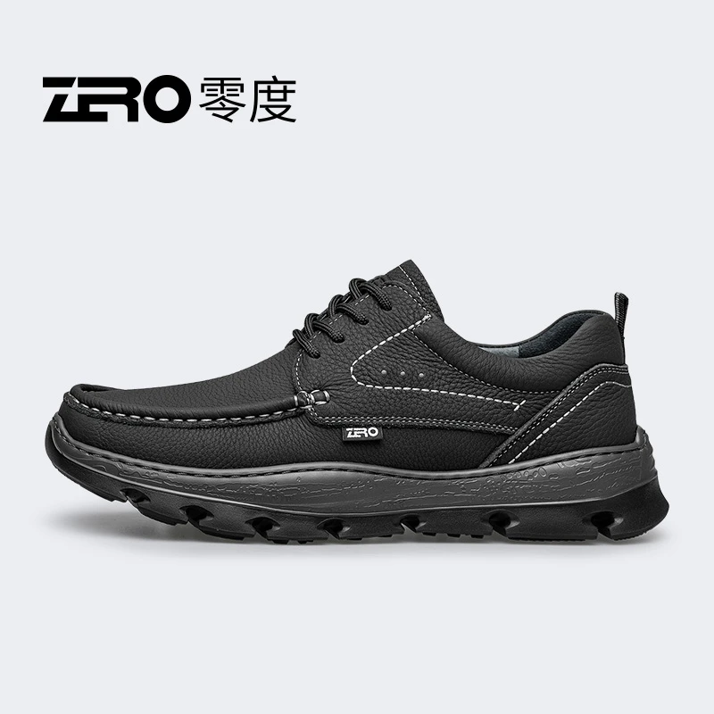 ZRO零度男鞋 新款摔纹真皮质感 轻盈舒适商务休闲皮鞋33392