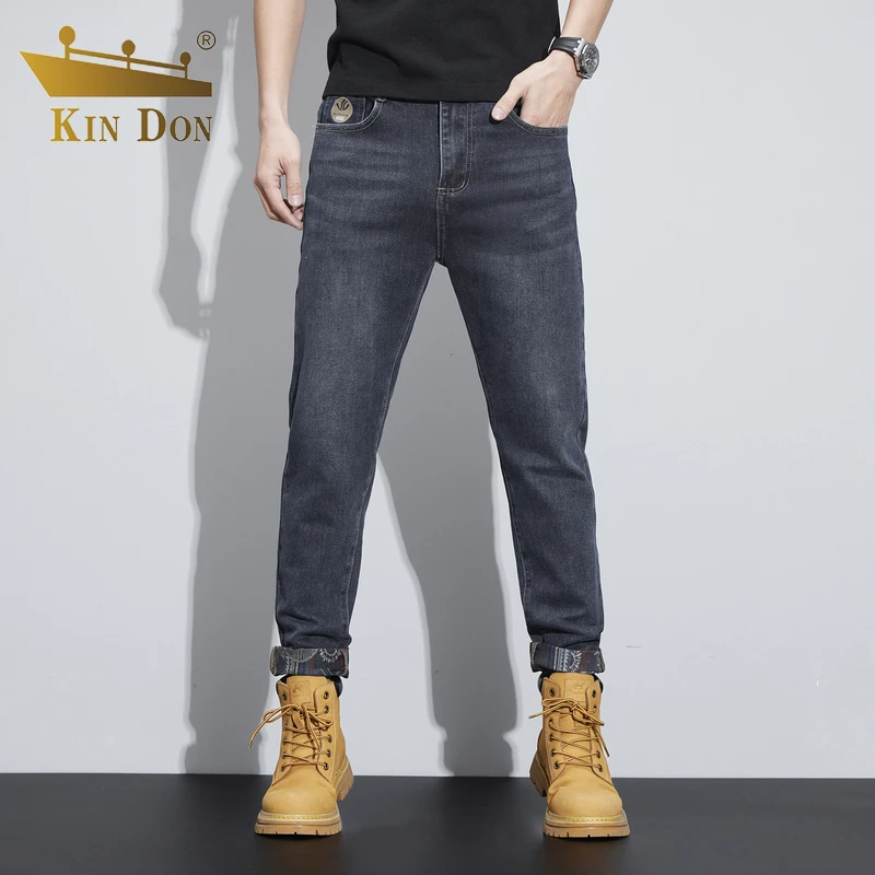 金盾秋季新款男牛仔裤子修身小直筒轻奢百搭弹力长裤抗皱休闲男裤