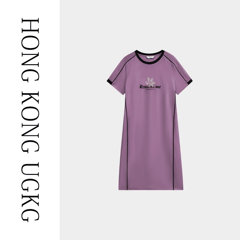 香港UGKG印花烫钻休闲连衣裙夏季新款大方得体显瘦裙子73242SL035