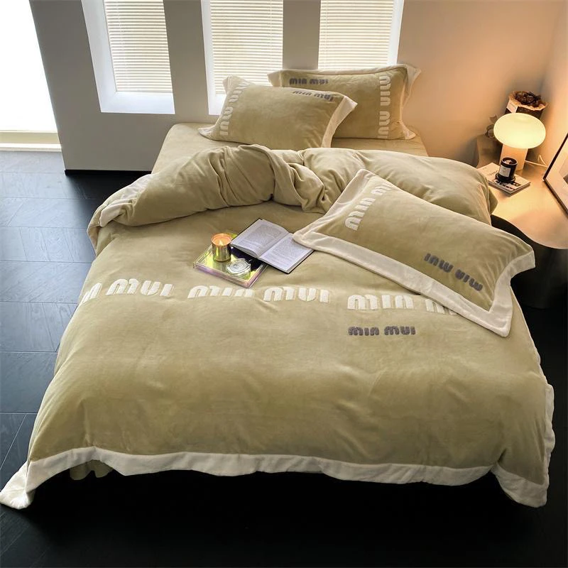 【潇潇家】有机氧绒四件套都市简约轻奢青春毛巾绣臻棉牛奶棉保暖