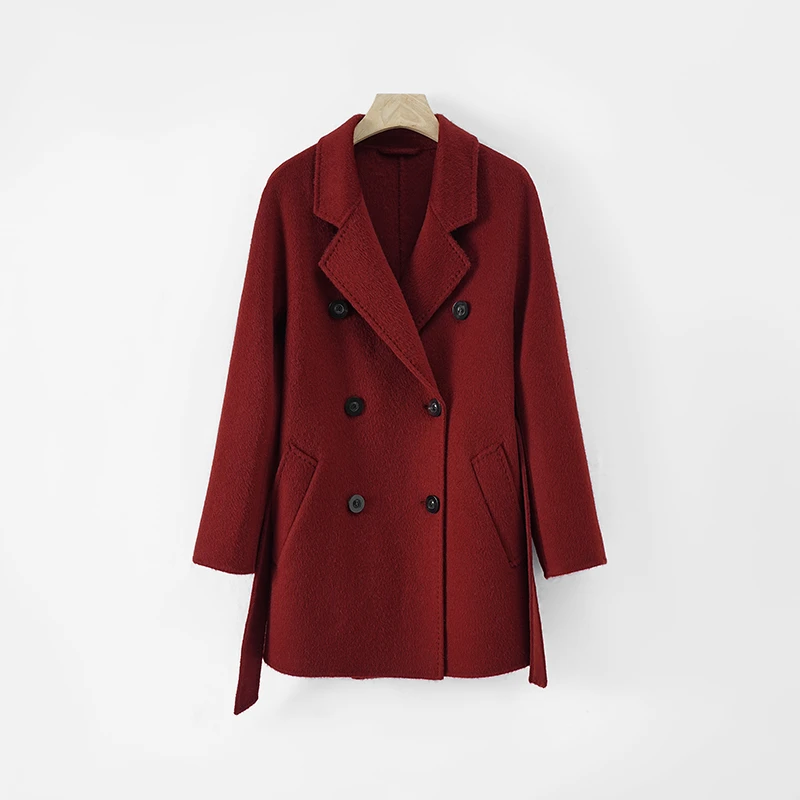 四姐-M家四大金刚801双面呢大衣秋冬短款毛呢双排扣大衣女801D