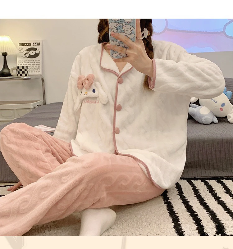 补米链接 冬款睡衣大码春秋长袖学生加绒加厚保暖秋冬季宽松韩版