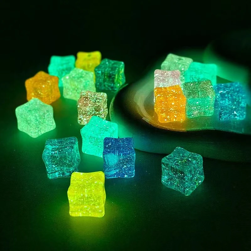 【九宫格】 一包5个 18mm树脂星空diy夜光冰块手工饰品