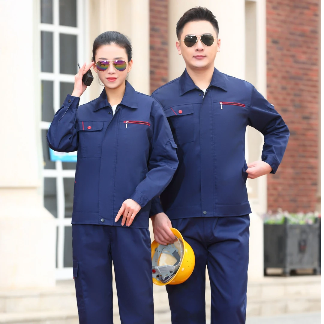 春秋季汽修服工作服长袖工地车间耐磨工人男女耐脏加厚劳保服套装