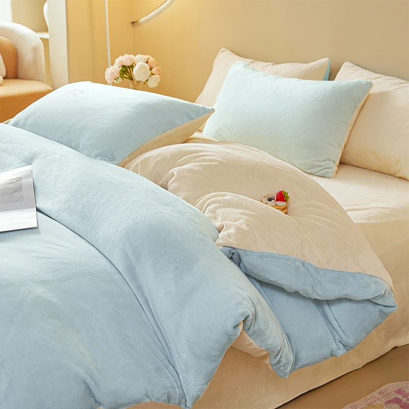 玛雅绒四件套防静电加厚保暖冬季双面加绒牛奶四件套被套-芙禾