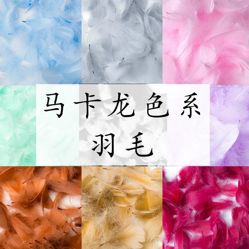 马卡龙色系ins风彩色羽毛拍照道具背景布装饰美甲摆拍鹅毛鸵鸟毛