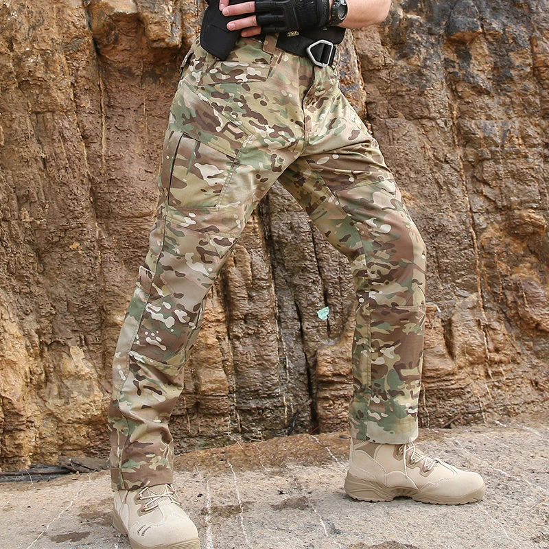 雪蟒迷彩战术长裤春秋休闲透气修身耐磨弹力战术裤迷彩裤多口袋