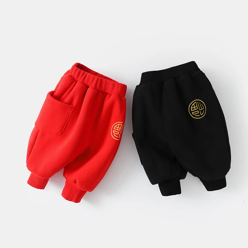 宝宝拜年服男童过年衣服婴儿加绒裤子新年装儿童周岁礼服中国风冬
