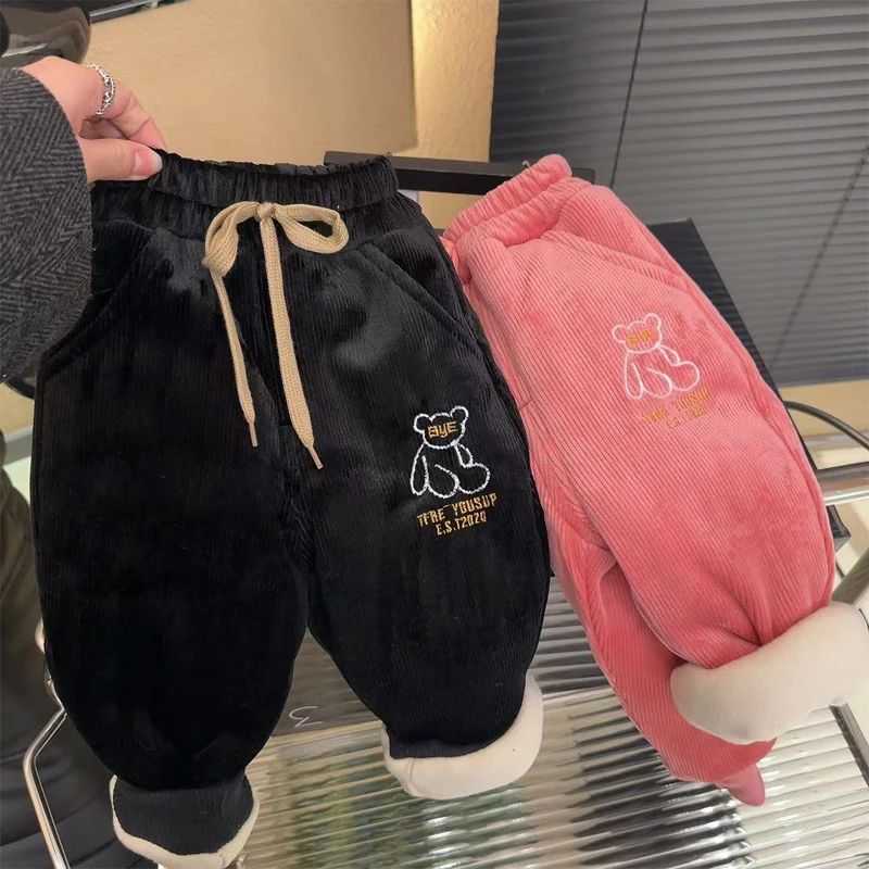 婴儿棉裤冬款夹棉外穿加绒加厚长裤宝宝三层保暖宽松裤中小童裤子