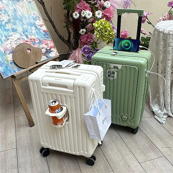 前开口行李箱女可扩展旅行箱20寸登机箱学生拉杆箱多功能密码箱男