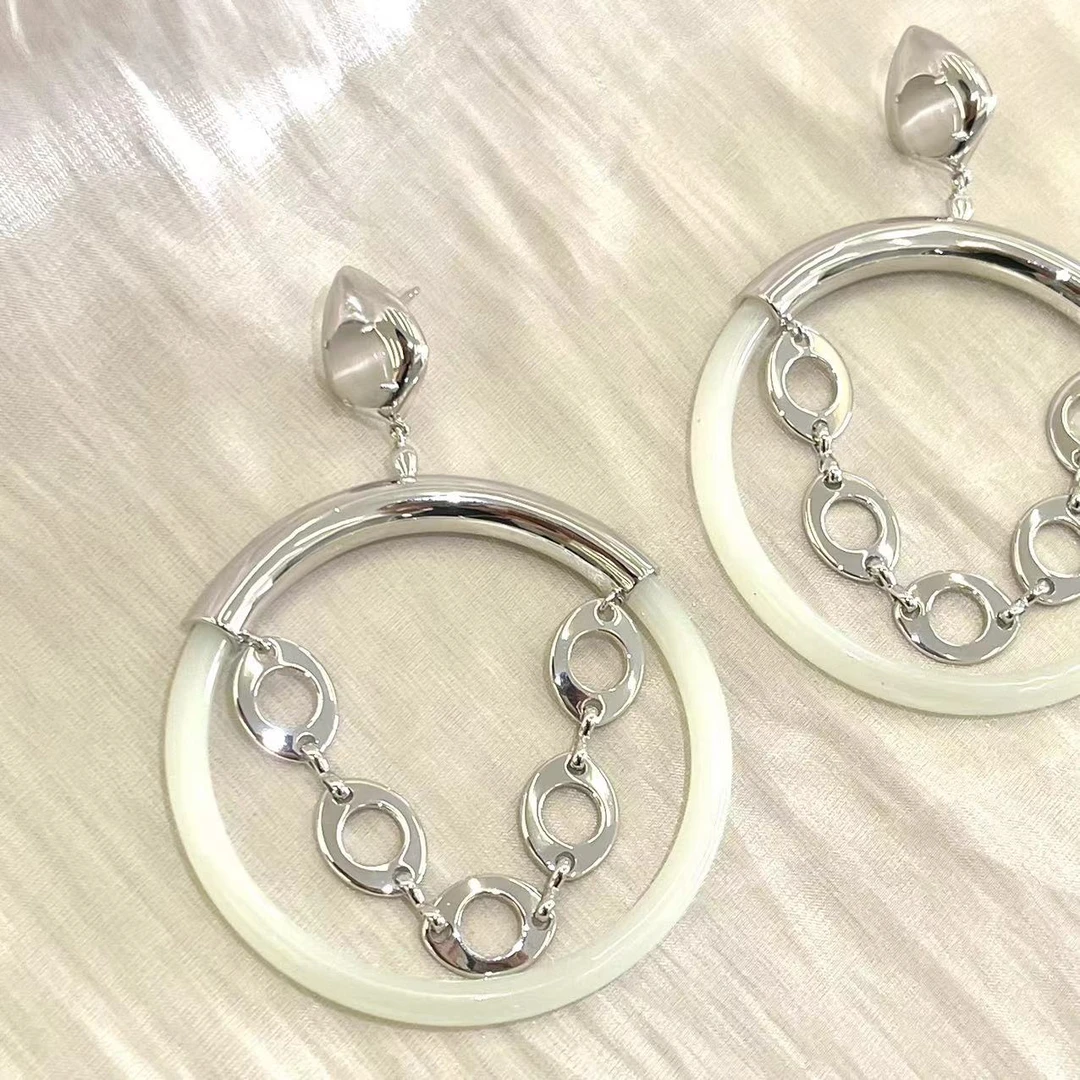 INSANE/云山 铜合金琉璃耳饰 小众个性时尚国风玉环圈耳环