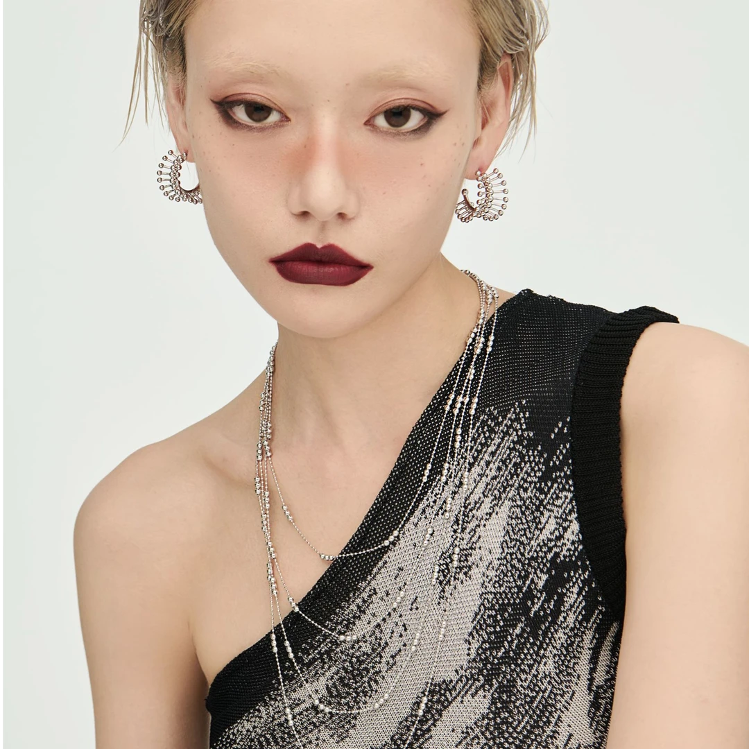 铜合金合成锆石耳饰 X•EVERYDAY小众气质泡沫耳钉