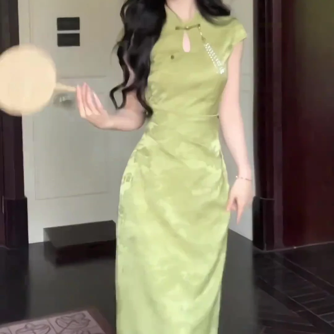 新中式国风气质连衣裙长裙夏季复古设计感高级感镂空收腰显瘦旗袍